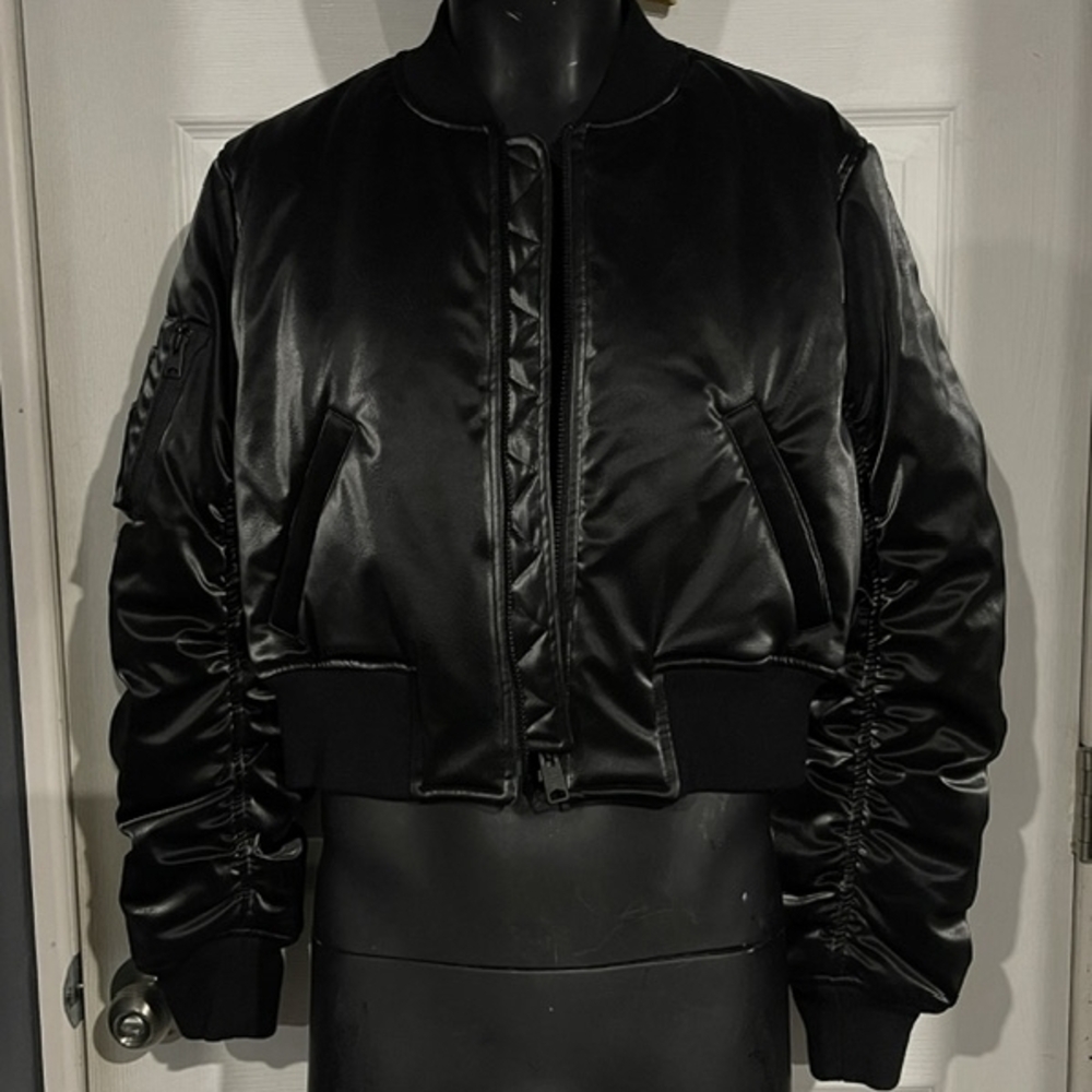 All Saints Callie Black Bomber Jacket EUC Size 12